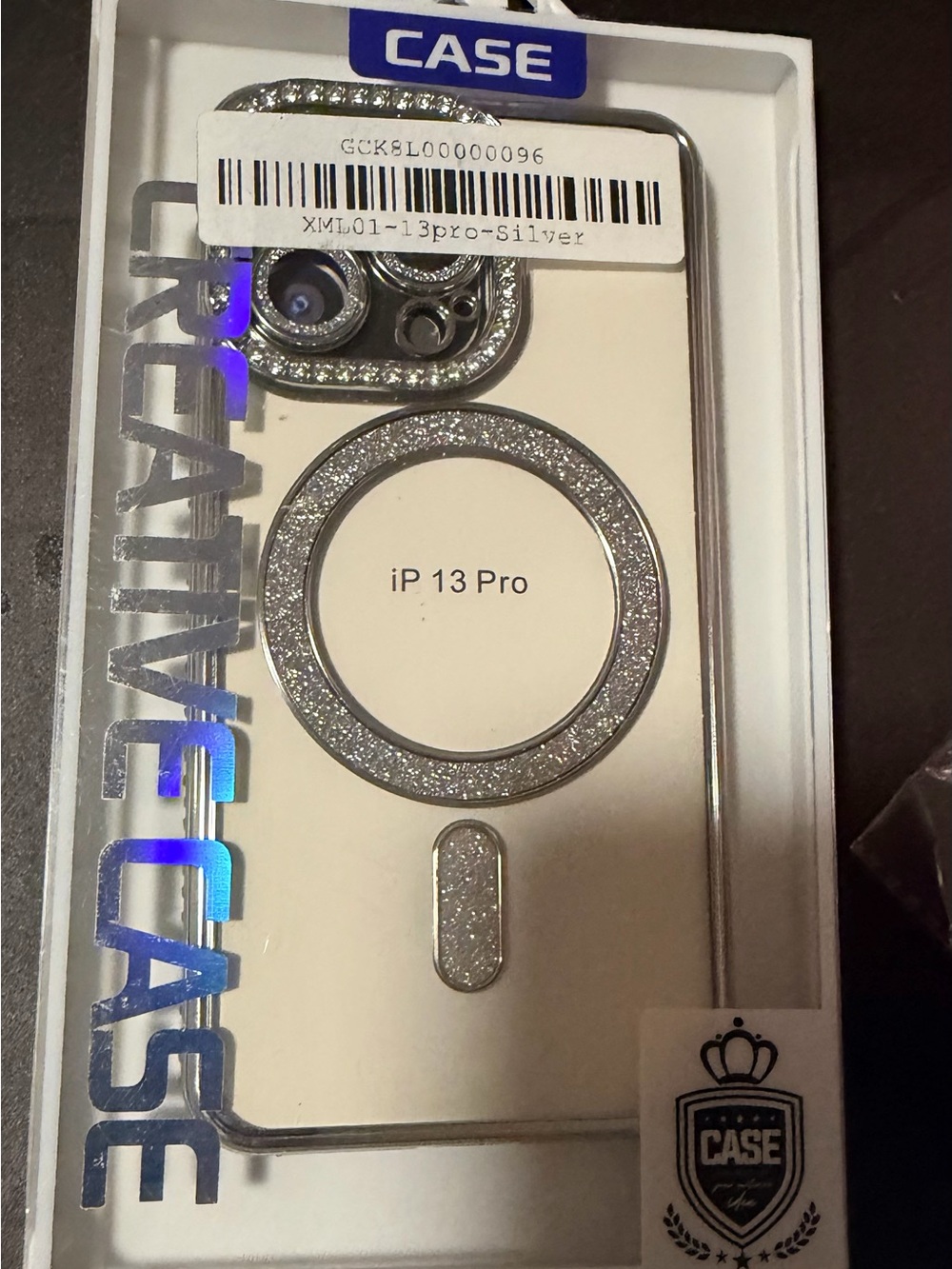 Silver Glitter Magnetic Ring Phone Case for iPhone 13 Pro NWT A101